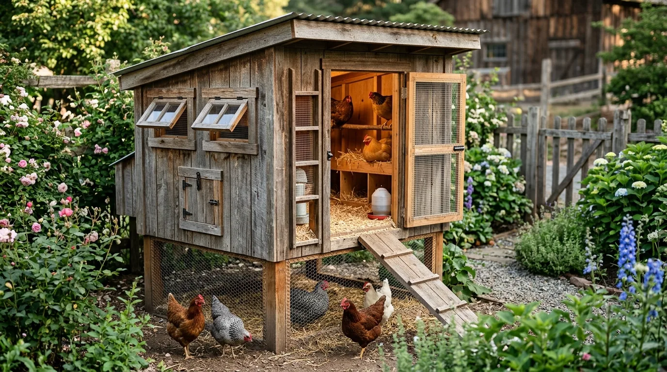 Compact Raised-Floor Chicken House